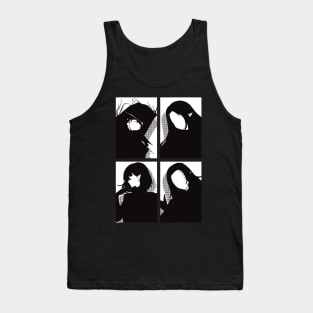 All Main Characters In The Eminence In Shadow Anime In A Cool Black Minimalist Silhouette Pop Art Design In White Background Tank Top